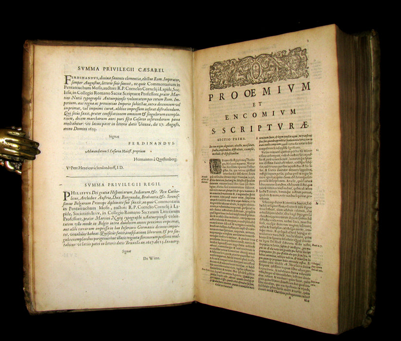 1630 Rare Latin Vellum Folio Book - Commentaries on the Pentateuch of Moses, By R. P. Cornelius a Lapide, Jesuit.