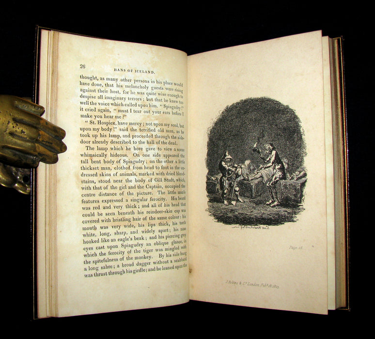 1825 Rare First English Edition - Hans of Iceland by Victor Hugo. Illustrated by Cruikshank.