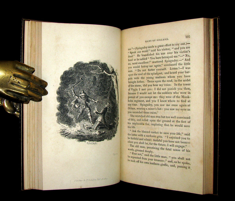 1825 Rare First English Edition - Hans of Iceland by Victor Hugo. Illustrated by Cruikshank.