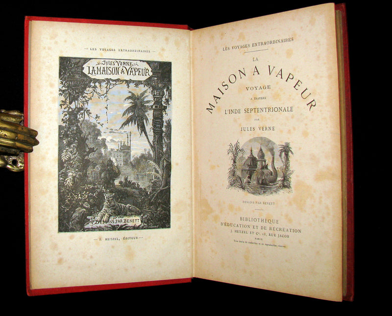 1898 Rare French Book - JULES VERNE - The Steam House - La Maison à Vapeur. Hetzel Illustrated.