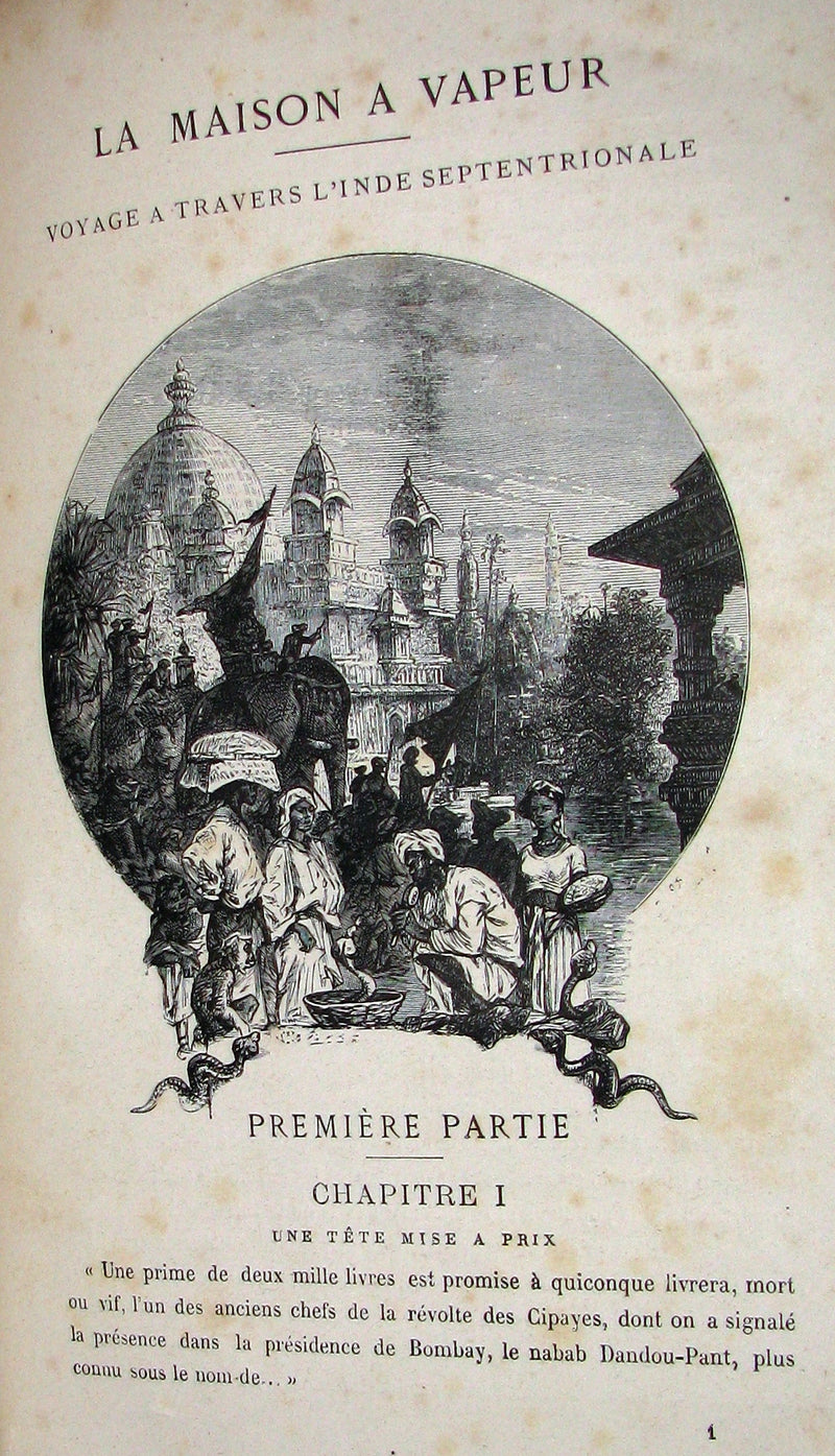 1898 Rare French Book - JULES VERNE - The Steam House - La Maison à Vapeur. Hetzel Illustrated.