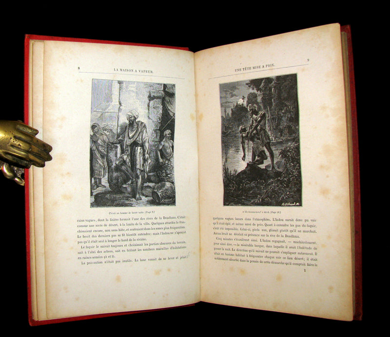 1898 Rare French Book - JULES VERNE - The Steam House - La Maison à Vapeur. Hetzel Illustrated.