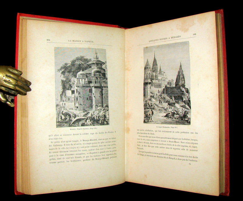 1898 Rare French Book - JULES VERNE - The Steam House - La Maison à Vapeur. Hetzel Illustrated.
