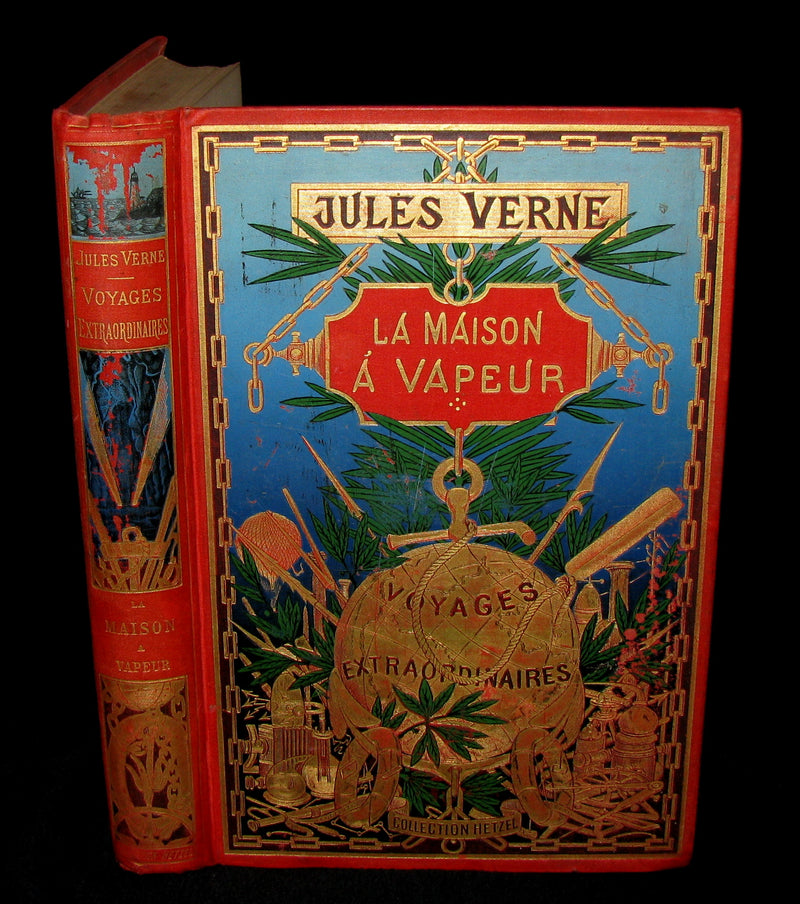 1898 Rare French Book - JULES VERNE - The Steam House - La Maison à Vapeur. Hetzel Illustrated.