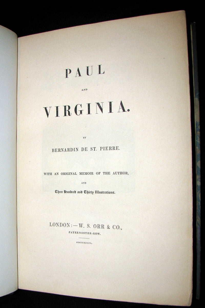 1839 Nice RIVIERE Binding - 1st Edition - PAUL and VIRGINIA by Bernardin De St Pierre.