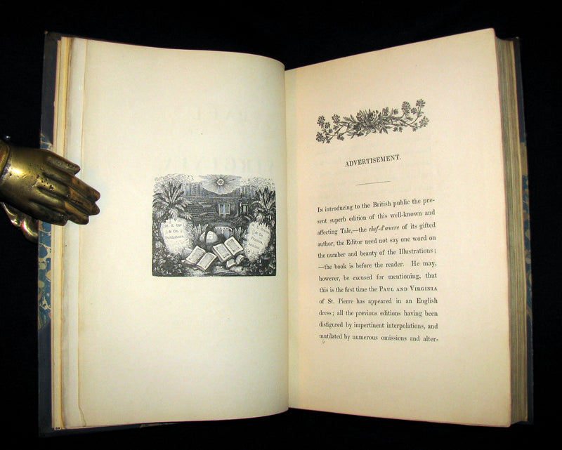 1839 Nice RIVIERE Binding - 1st Edition - PAUL and VIRGINIA by Bernardin De St Pierre.