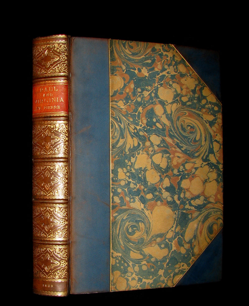 1839 Nice RIVIERE Binding - 1st Edition - PAUL and VIRGINIA by Bernardin De St Pierre.