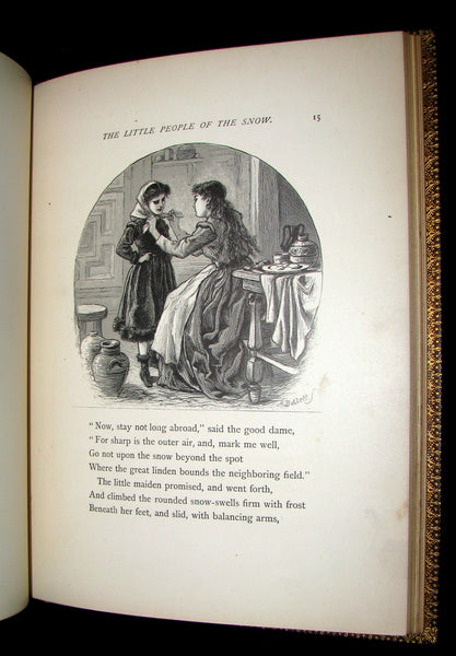 1873 Rare Romantic 1st Edition - The Little People of the Snow by William Cullen Bryant.