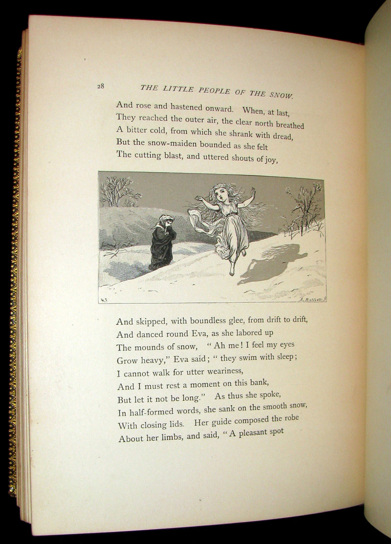 1873 Rare Romantic 1st Edition - The Little People of the Snow by William Cullen Bryant.