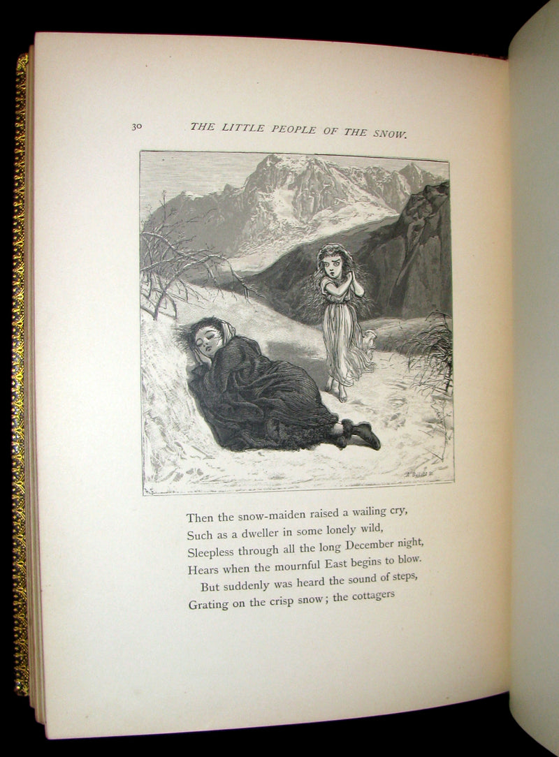 1873 Rare Romantic 1st Edition - The Little People of the Snow by William Cullen Bryant.