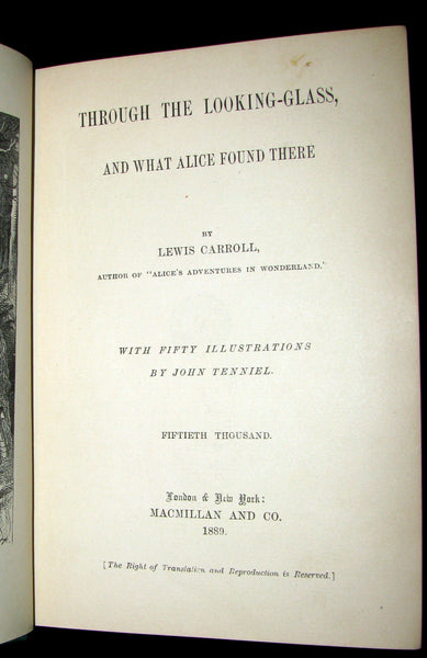 1889 Rare Book - Through the Looking-Glass, and What Alice Found There by Lewis Carroll.