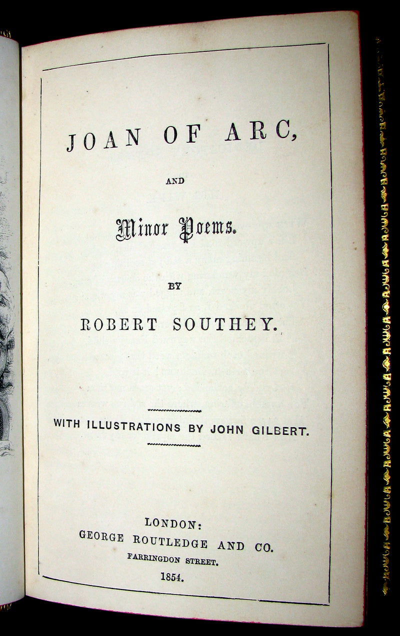1854 Rare Victorian Book - JOAN OF ARC and Minor Poems, Ballads by Robert Southey. Illustrated.