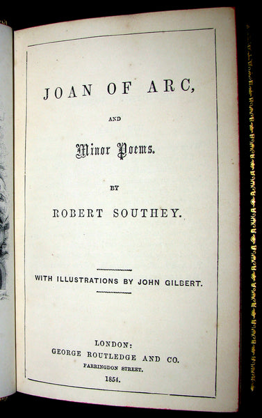 1854 Rare Victorian Book - JOAN OF ARC and Minor Poems, Ballads by Robert Southey. Illustrated.