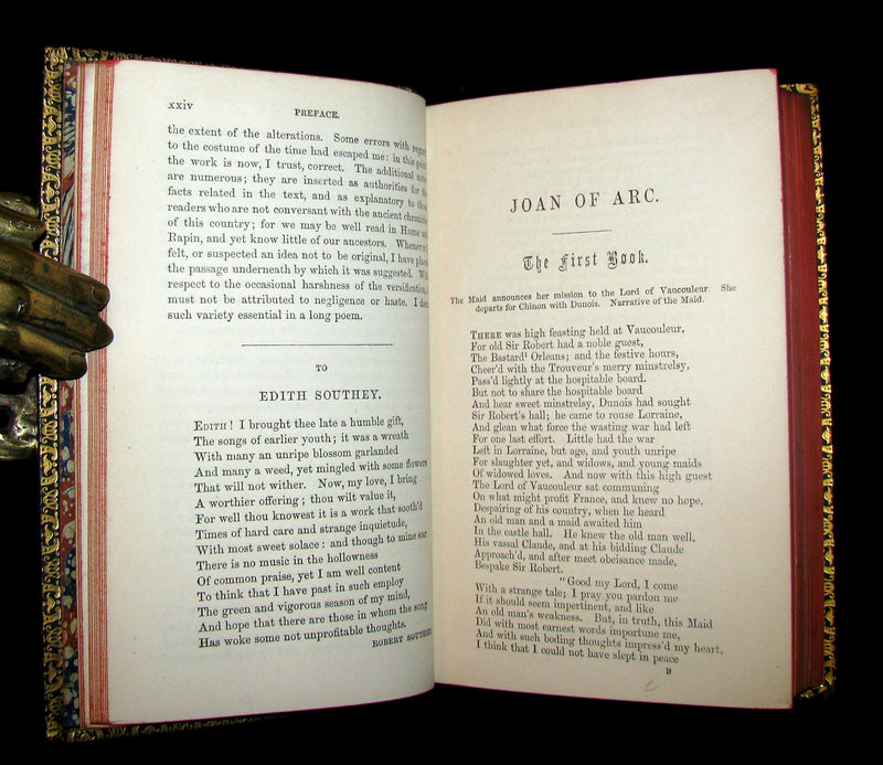 1854 Rare Victorian Book - JOAN OF ARC and Minor Poems, Ballads by Robert Southey. Illustrated.