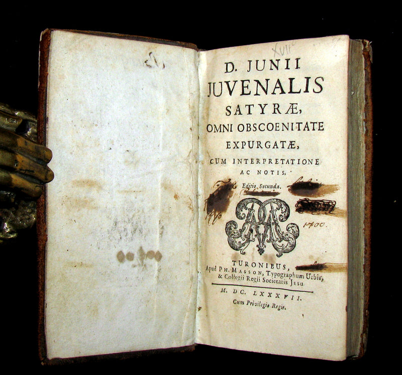 1687 Rare Latin Book - The Satires of Decimus Junius Juvenalis, and of Aulus Persius Flaccus.