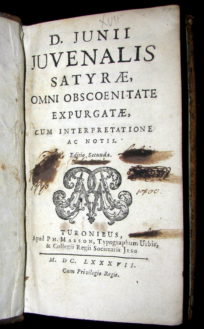 1687 Rare Latin Book - The Satires of Decimus Junius Juvenalis, and of Aulus Persius Flaccus.