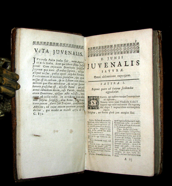 1687 Rare Latin Book - The Satires of Decimus Junius Juvenalis, and of Aulus Persius Flaccus.