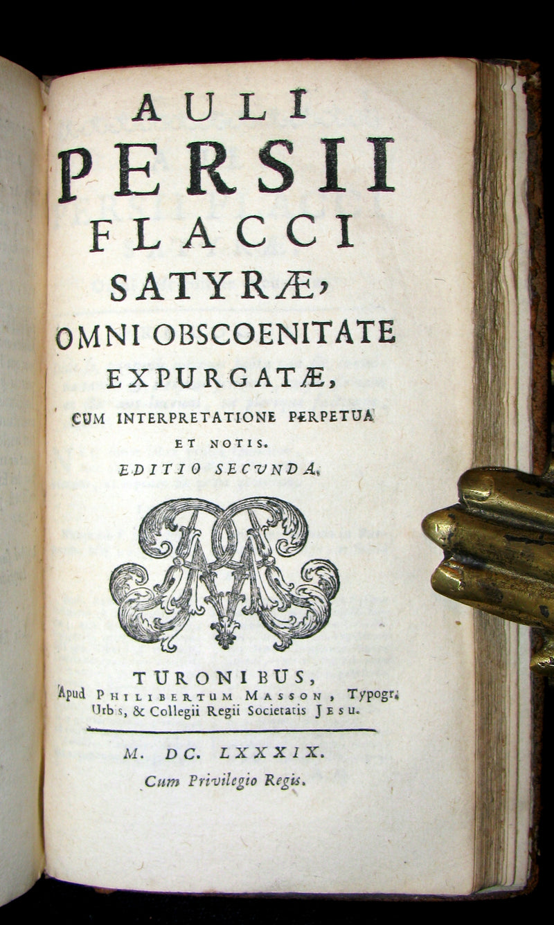 1687 Rare Latin Book - The Satires of Decimus Junius Juvenalis, and of Aulus Persius Flaccus.