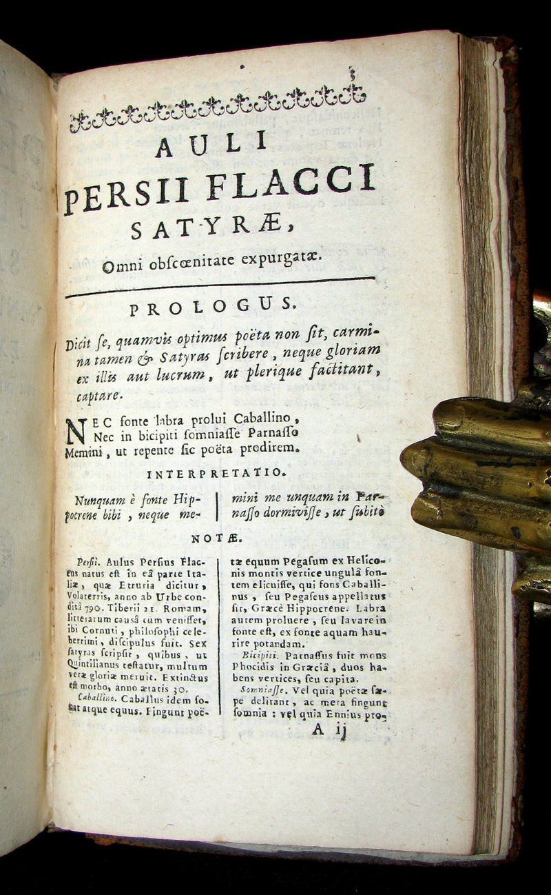 1687 Rare Latin Book - The Satires of Decimus Junius Juvenalis, and of Aulus Persius Flaccus.