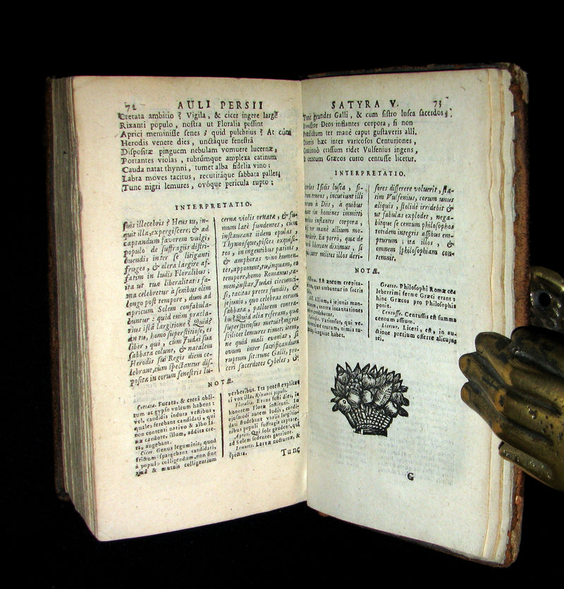 1687 Rare Latin Book - The Satires of Decimus Junius Juvenalis, and of Aulus Persius Flaccus.