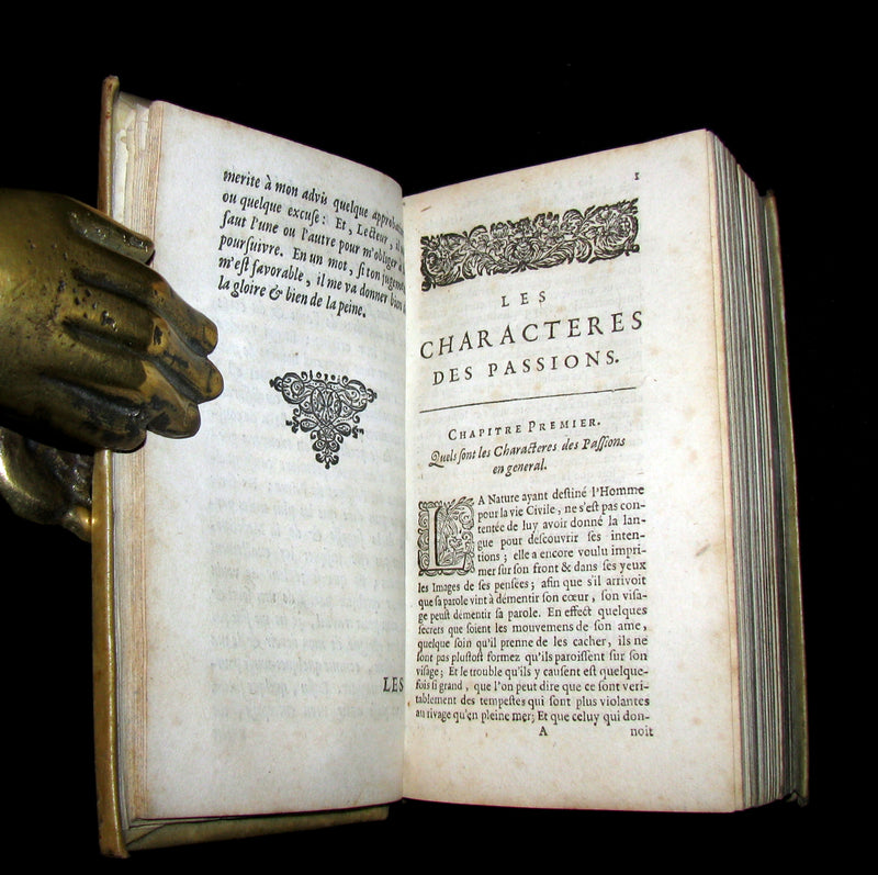 1658 Rare French Vellum Book - The Characteristics Of The Passions. Les Charactères Des Passions. Par le Sr. de la Chambre.