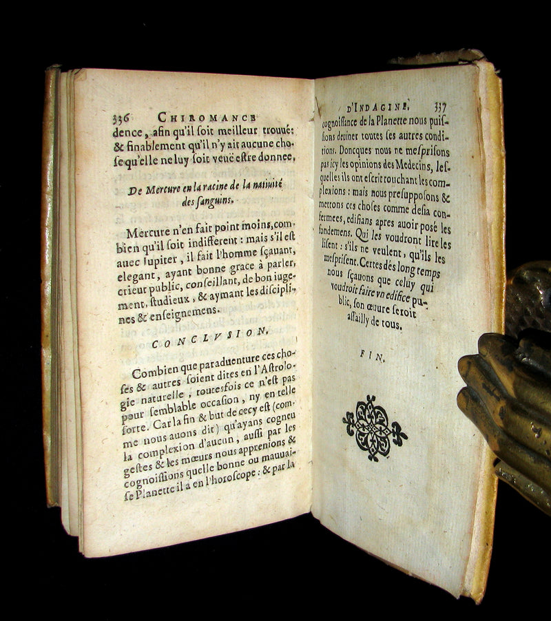 1638 Scarce French Vellum Book - Indagine's CHIROMANCY, PHYSIOGNOMY & ASTROLOGY. La Chiromance et Phisiognomie par le regard des membres de l'homme.
