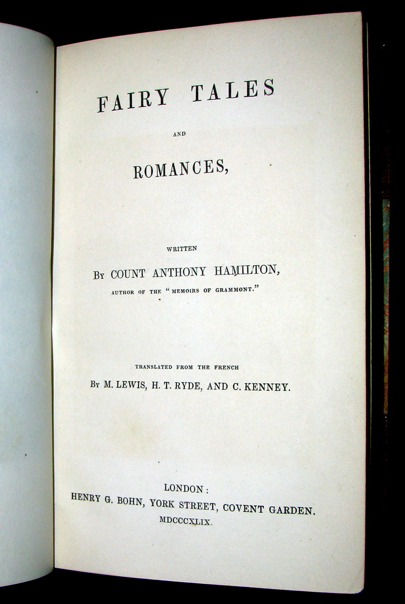 1849 Beautiful Worsfold Binding - FAIRY TALES and Romances by Count Anthony Hamilton.