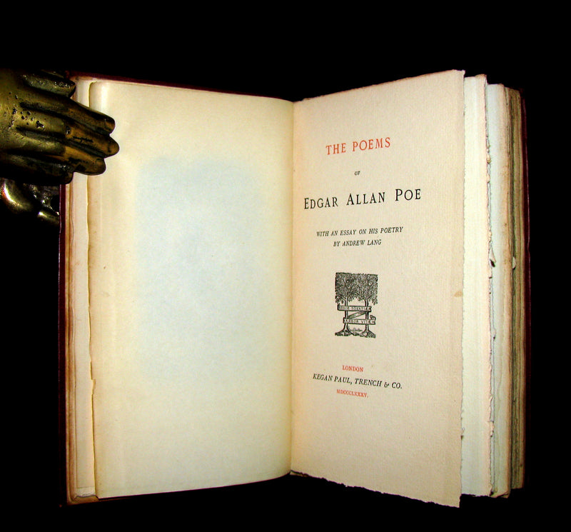 1885 Rare Book - The POEMS Of EDGAR ALLAN POE & An Essay on His Poetry by ANDREW LANG.
