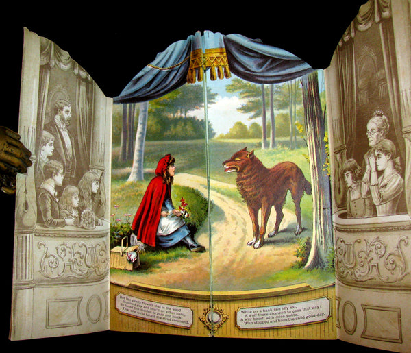1891 Scarce Victorian Book - RED RIDING HOOD Theater Pantomime toy Book by McLoughlin.