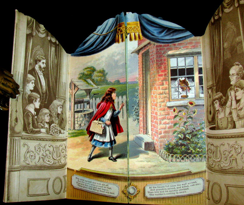 1891 Scarce Victorian Book - RED RIDING HOOD Theater Pantomime toy Book by McLoughlin.