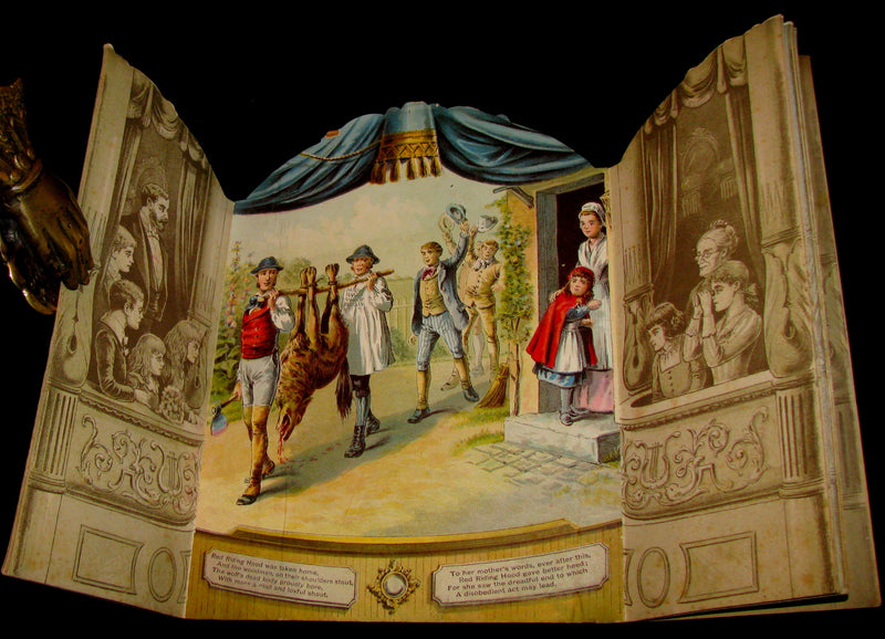 1891 Scarce Victorian Book - RED RIDING HOOD Theater Pantomime toy Book by McLoughlin.