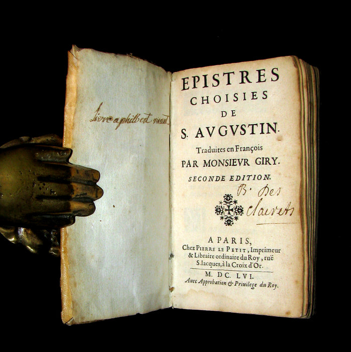 1656 Scarce French Vellum Book - Chosen Epistles by Saint Augustine of Hippo.