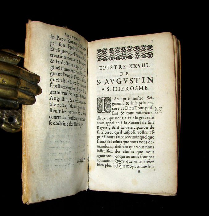 1656 Scarce French Vellum Book - Chosen Epistles by Saint Augustine of Hippo.