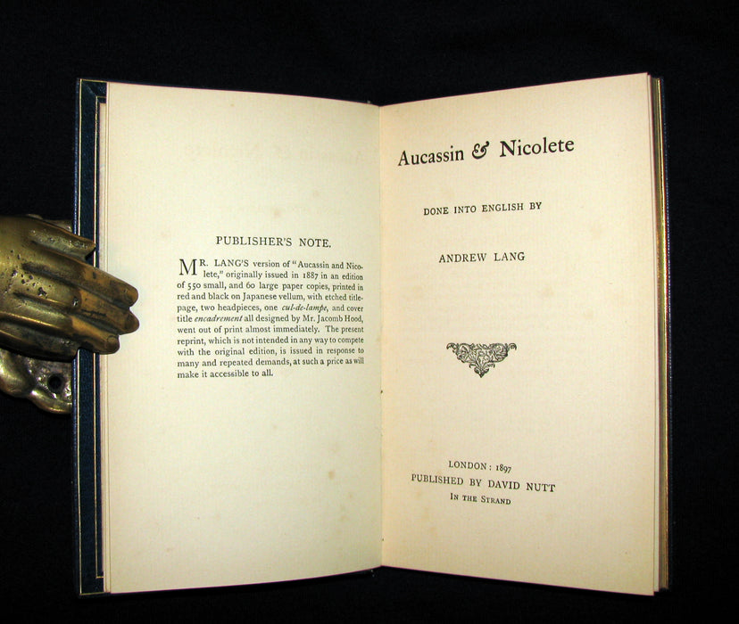 1897 Rare Book bound by Sangorski & Sutcliffe - MEDIEVAL HISTORY of Aucassin and Nicolette. Knighthood and Chivalry.