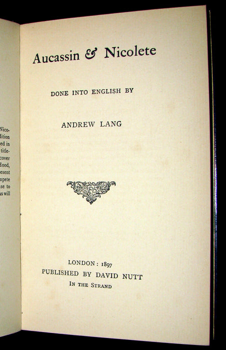 1897 Rare Book bound by Sangorski & Sutcliffe - MEDIEVAL HISTORY of Aucassin and Nicolette. Knighthood and Chivalry.