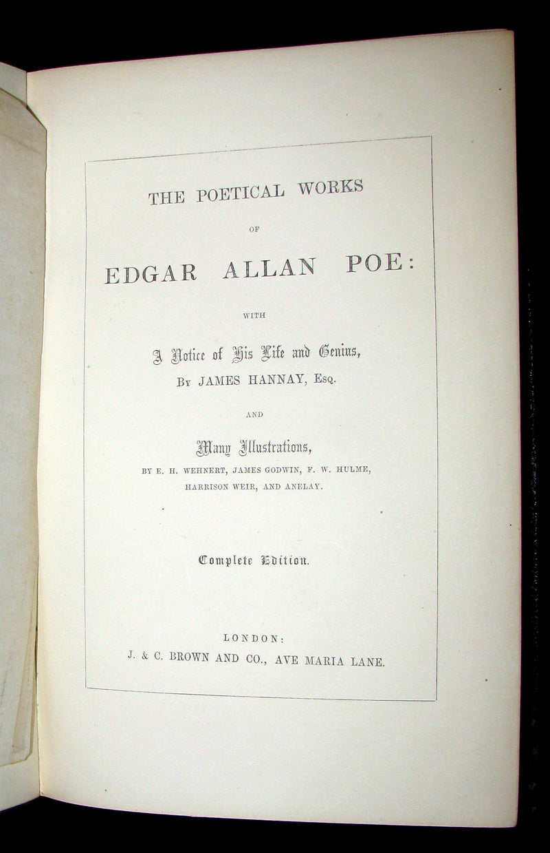 1852 Rare Book - The Poetical Works of EDGAR ALLAN POE. Illustrated.