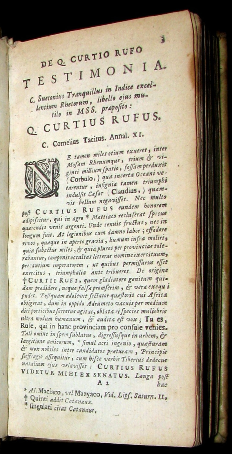 1670 Rare Latin Vellum Book - Histories of ALEXANDER the GREAT by Quintus Curtius Rufus.