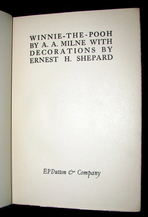 1926 First Edition - A. A. Milne - WINNIE-THE-POOH Illustrated by Ernest H. Shepard.