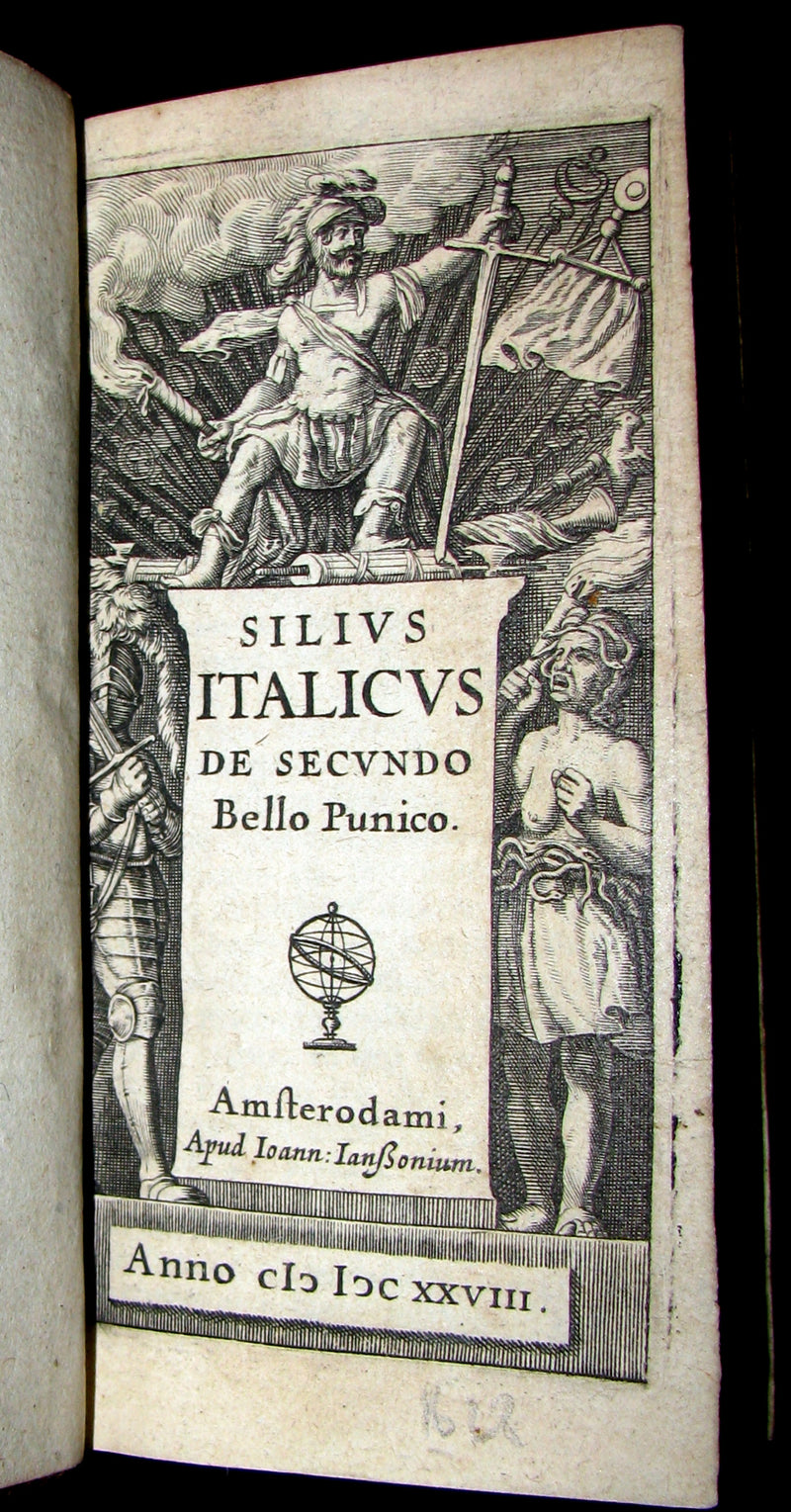1628 Rare Latin Book - Silius ITALICUS De secundo Bello Punico -  War Against Hannibal - Second Punic War's Poem.