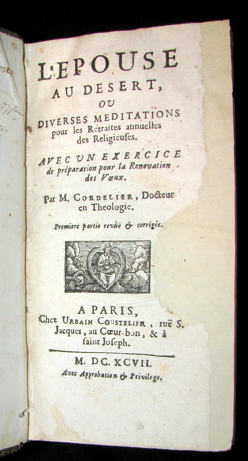 1697 Scarce French Book - L'ÉPOUSE AU DÉSERT - The Wife at the Desert. Meditations.