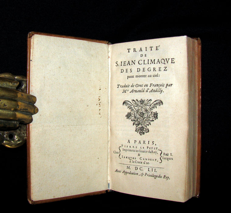 1652 Scarce French Book - John Climacus' Ladder of Paradise - Traite des degrez pour monter au ciel.