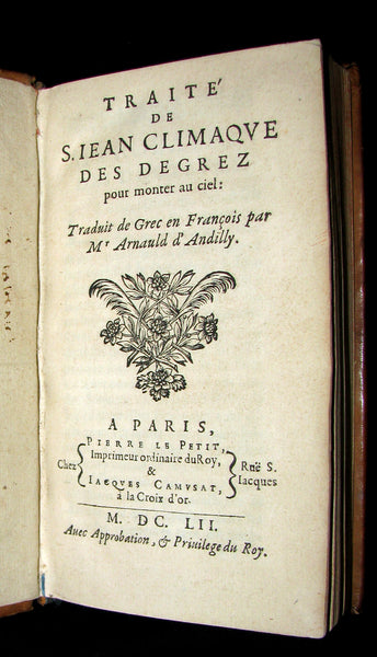 1652 Scarce French Book - John Climacus' Ladder of Paradise - Traite des degrez pour monter au ciel.