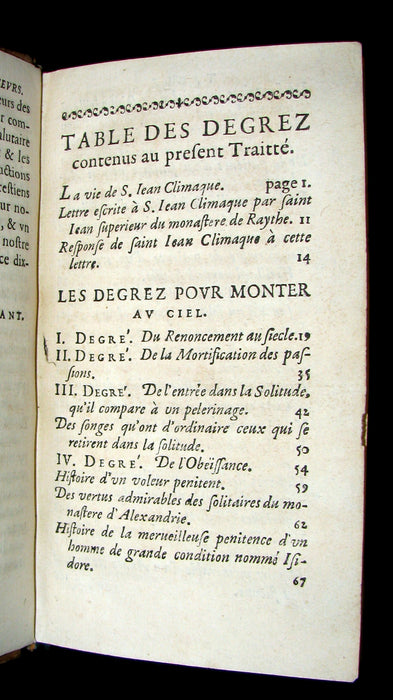 1652 Scarce French Book - John Climacus' Ladder of Paradise - Traite des degrez pour monter au ciel.