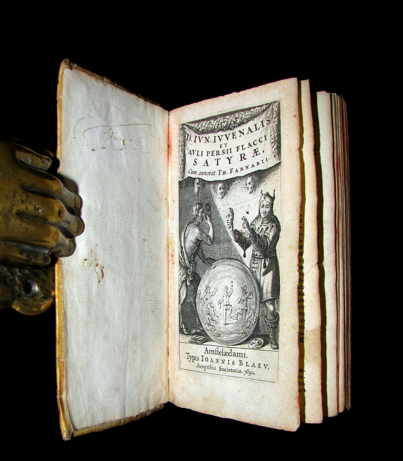 1650 Rare Latin Vellum Book -  The Satires of Decimus Junius Juvenalis, and of Aulus Persius Flaccus.