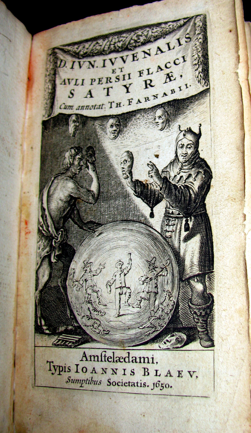 1650 Rare Latin Vellum Book -  The Satires of Decimus Junius Juvenalis, and of Aulus Persius Flaccus.