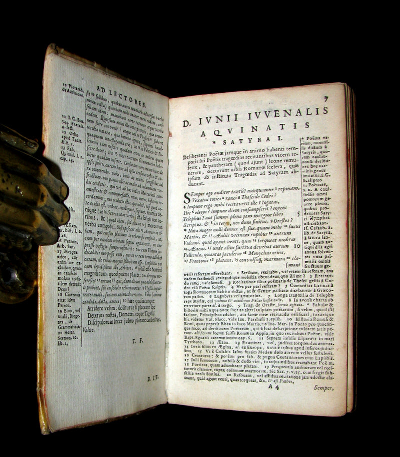 1650 Rare Latin Vellum Book -  The Satires of Decimus Junius Juvenalis, and of Aulus Persius Flaccus.