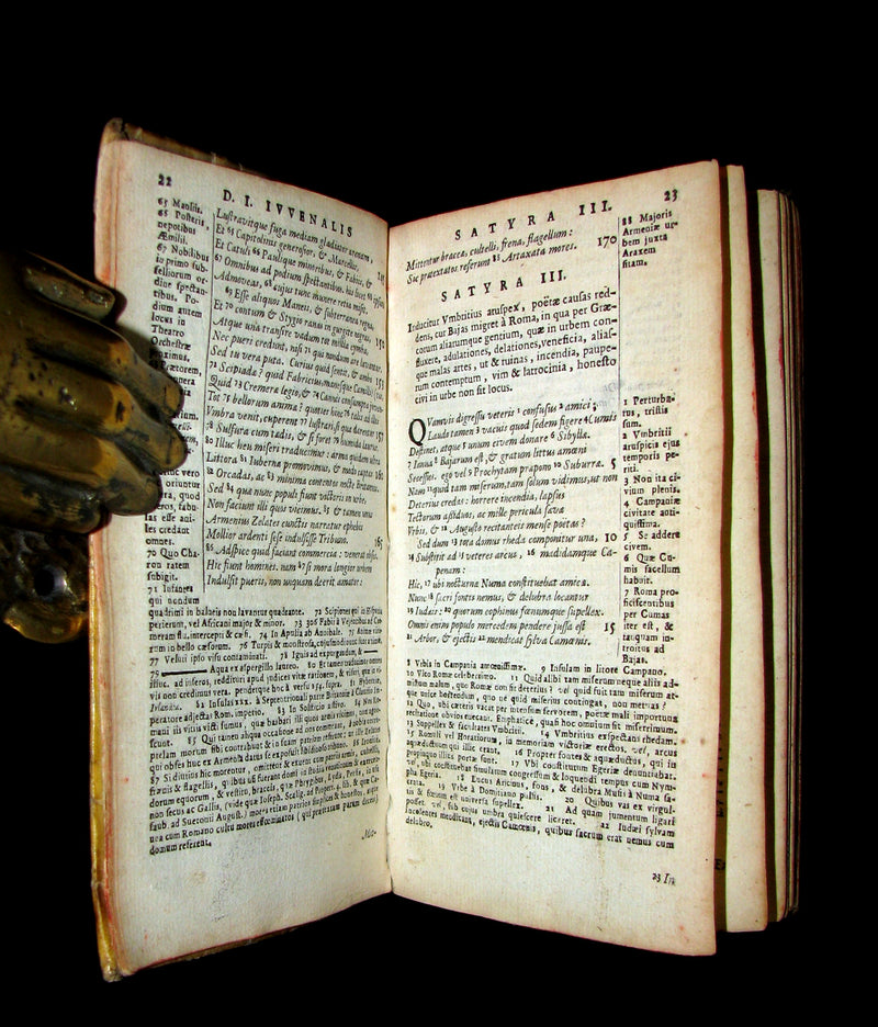 1650 Rare Latin Vellum Book -  The Satires of Decimus Junius Juvenalis, and of Aulus Persius Flaccus.