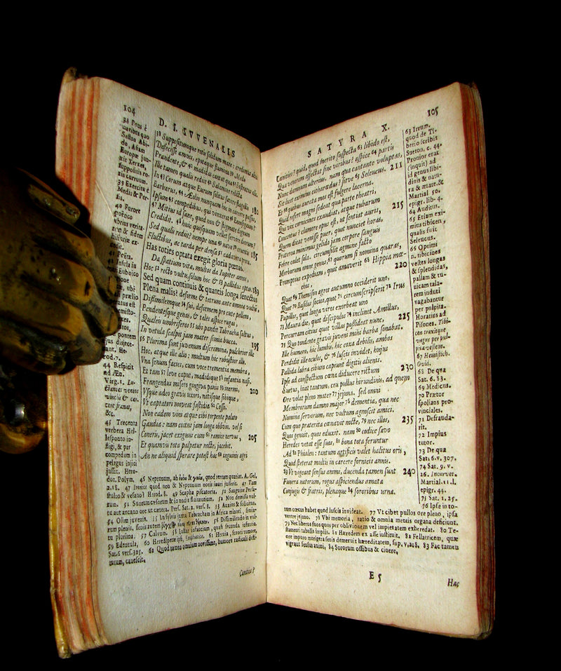 1650 Rare Latin Vellum Book -  The Satires of Decimus Junius Juvenalis, and of Aulus Persius Flaccus.