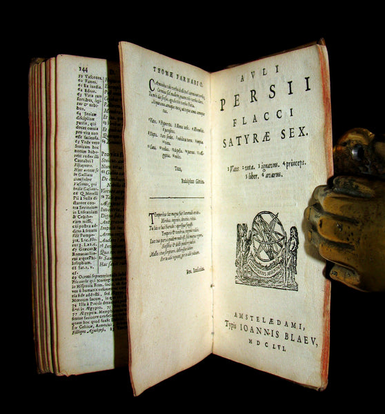 1650 Rare Latin Vellum Book -  The Satires of Decimus Junius Juvenalis, and of Aulus Persius Flaccus.