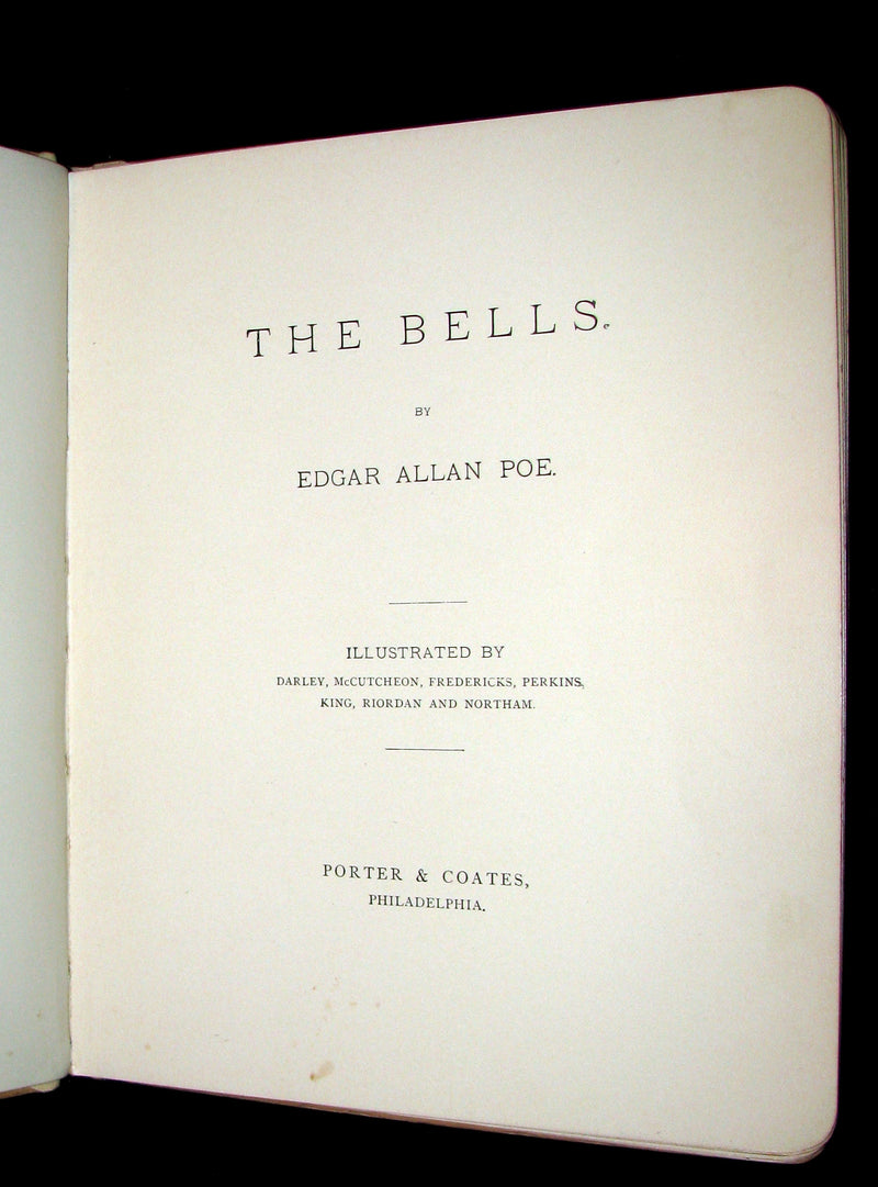 1881 Rare Victorian Book - The Bells by Edgar Allan Poe. Illustrated.